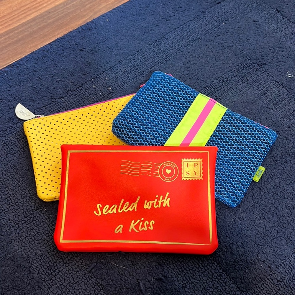 IPSY Make-Up Travel Pouch Cosmetic Retro Neon Vintage Y2K BAGS Bundle of 3 - Picture 1 of 1